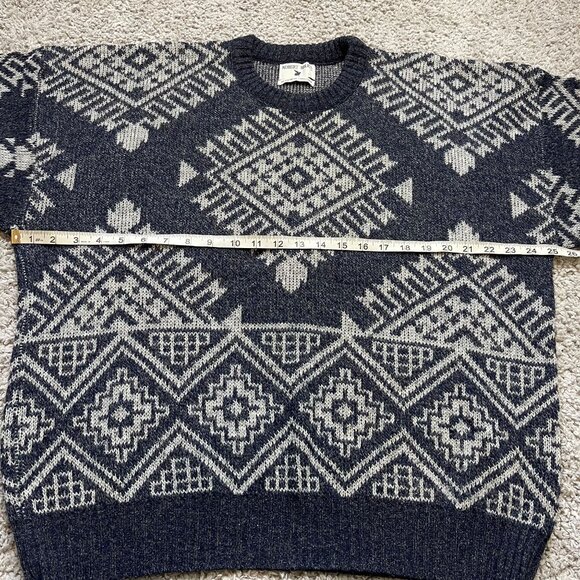 Classic Robert Bruce Geometric Knit Sweater Gray & White Large - Picture 4 of 6